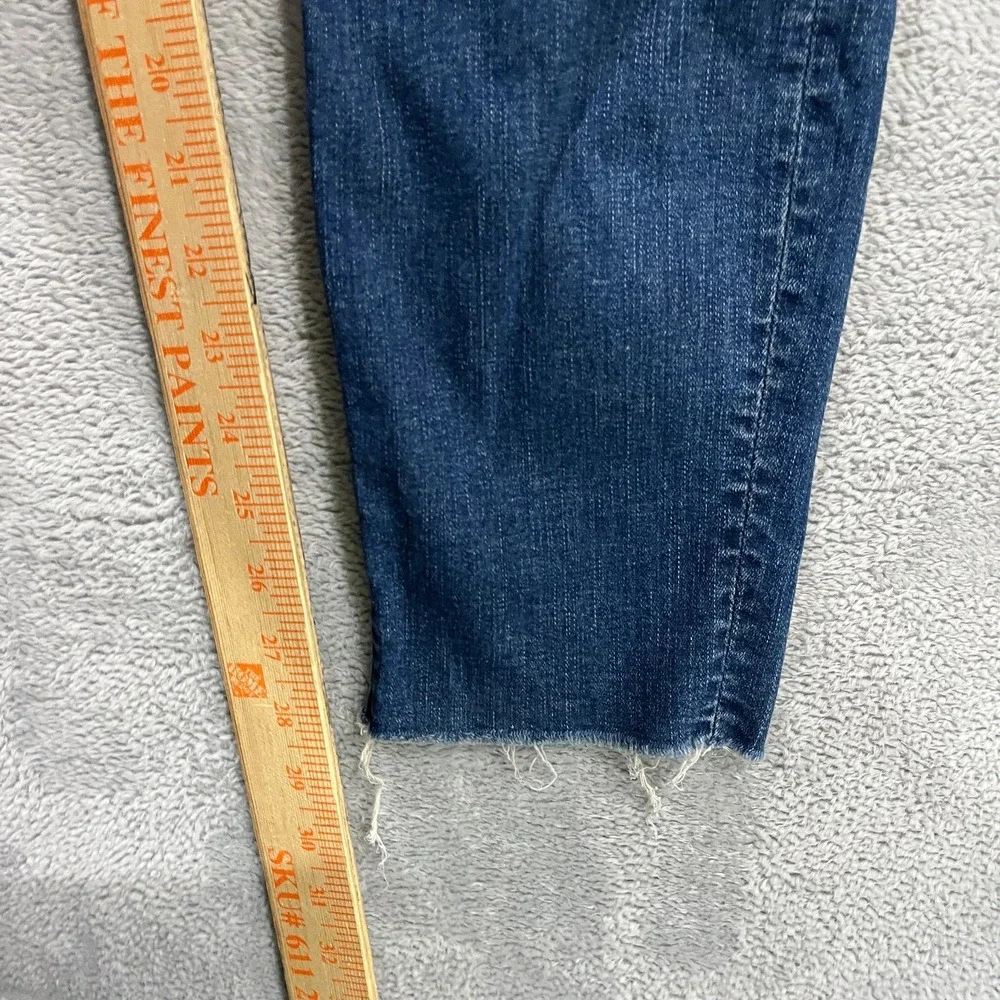 MOTHER High Waisted The Looker Ankle Fray Jeans 26 Blue Denim Frayed Hem Western